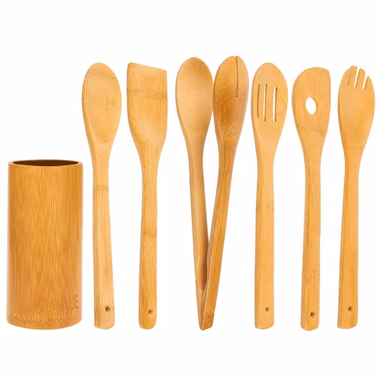 La cocina de encargo orgánica más nueva del logotipo de la categoría alimenticia de la venta caliente del Amazonas que sirve los utensilios de bambú