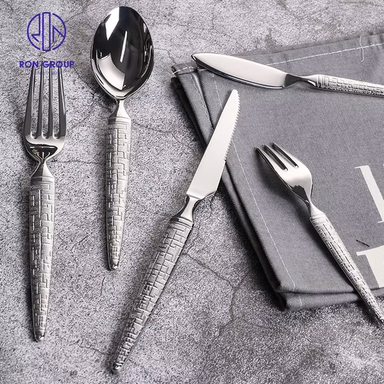 Cuchillo, tenedor y cuchara de acero inoxidable serie británica 304, vajilla para el hogar y el Hotel, utensilios de comida occidental